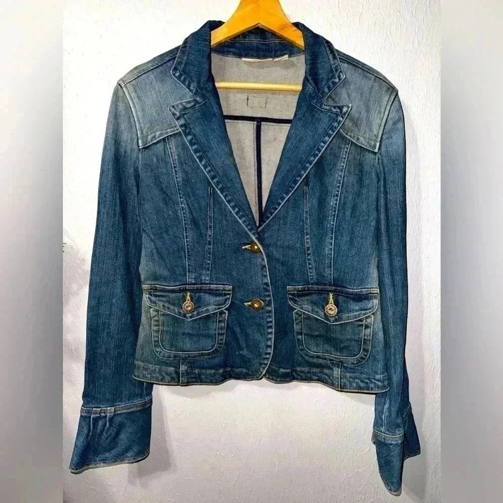 Dkny Double Button Jean Jacket Size Medium - image 1